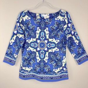 Charter Club Sz M Purple / Periwinkle Paisley Top